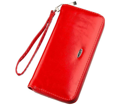Гаманець жіночий на одну блискавку з екошкіри гладкий KIVI 19041 Червоний