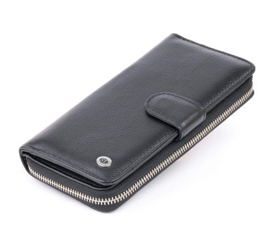 Вертикальний місткий гаманець зі шкіри унісекс ST Leather 19300 Чорний