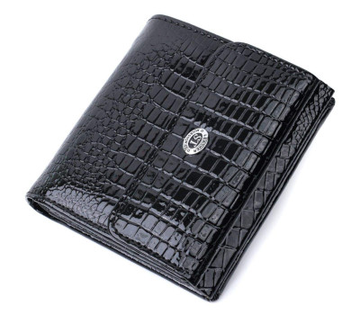 Жіночий фактурний гаманець із натуральної шкіри ST Leather 22706 Чорний