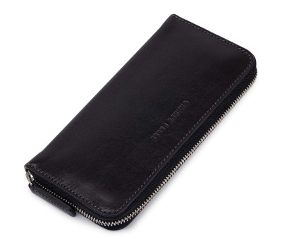 Шкіряний жіночий гаманець на блискавці GRANDE PELLE 11562 Чорний