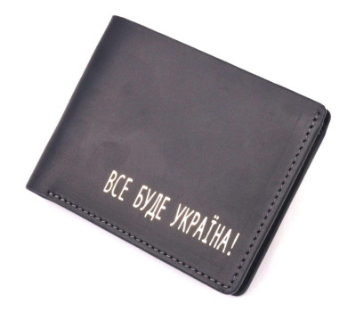 Функціональний шкіряний гаманець без застібки Украина GRANDE PELLE 16755 Чорний