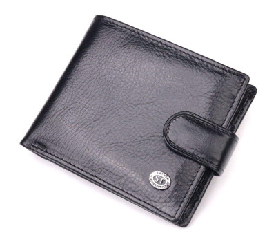 Чоловічий гаманець з натуральної гладкої шкіри у два додавання ST Leather 19409 Чорний