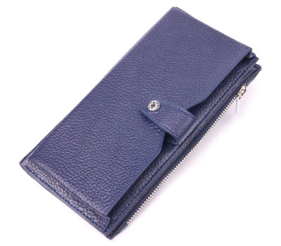 Стильний вертикальний гаманець із натуральної шкіри KARYA 21423 Синій