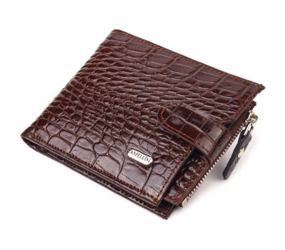 Горизонтальний чоловічий гаманець із натуральної фактурної шкіри CANPELLINI 21503 Коричневий