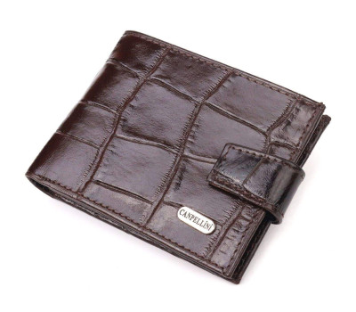 Чоловічий компактний гаманець із натуральної фактурної шкіри CANPELLINI 21509 Коричневий