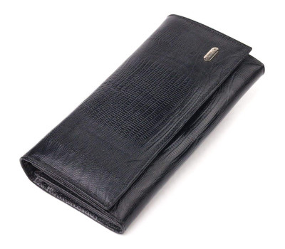 Привабливий жіночий гаманець із монетницею з натуральної фактурної шкіри CANPELLINI 21527 Чорний