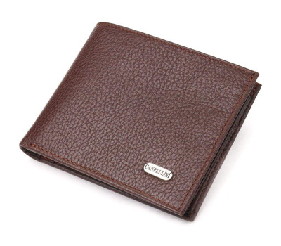 Практичний гаманець для чоловіків у два складення з натуральної шкіри флотар CANPELLINI 21586 Коричневий