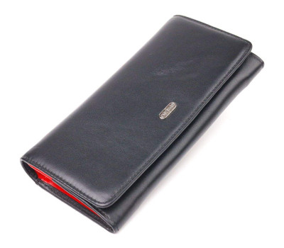 Місткий гаманець для жінок з натуральної гладкої шкіри CANPELLINI 21611 Чорний