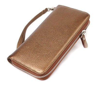 Неповторний гаманець з відливом для жінок з натуральної шкіри CANPELLINI 21614 Коричневий