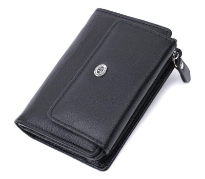 Практичний гаманець із монетницею з натуральної шкіри ST Leather 22740 Чорний