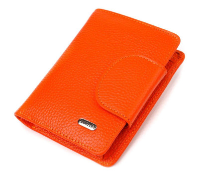 Унікальний вертикальний гаманець з натуральної шкіри CANPELLINI 21680 Помаранчевий