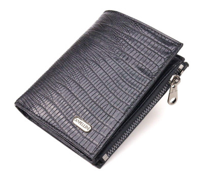 Фактурний вертикальний гаманець з натуральної шкіри CANPELLINI 21672 Чорний
