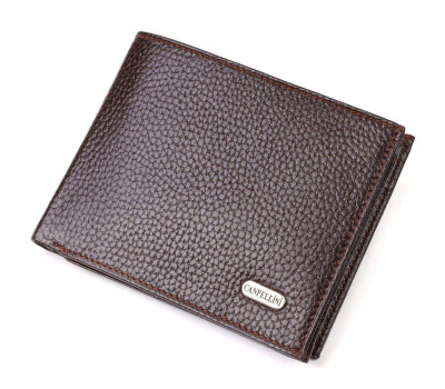 Ідеальний горизонтальний чоловічий гаманець середнього розміру із натуральної зернистої шкіри CANPELLINI 21863 Коричневий