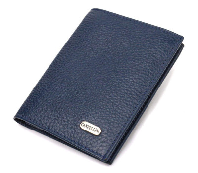 Чоловічий компактний гаманець із натуральної шкіри флотар CANPELLINI 21872 Синій