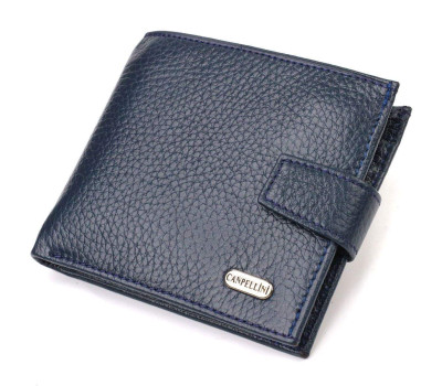 Практичний чоловічий гаманець із натуральної зернистої шкіри CANPELLINI 21879 Синій