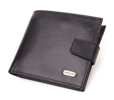 Стильний чоловічий гаманець з натуральної гладкої шкіри CANPELLINI 21880 Чорний