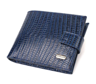 Зручний горизонтальний гаманець для чоловіків із натуральної шкіри з тисненням CANPELLINI 21887 Синій
