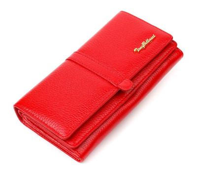 Яскравий жіночий гаманець з великою кількістю відділень із натуральної шкіри Tony Bellucci 21957 Червоний