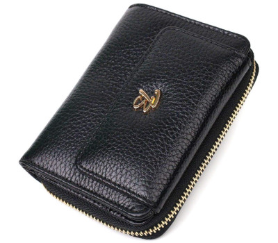 Стильний жіночий гаманець з місткою монетницею на блискавці з натуральної шкіри Tony Bellucci 22012 Чорний