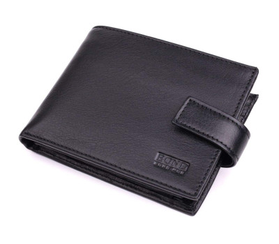 Місткий чоловічий гаманець з натуральної шкіри BOND 22861 Чорний
