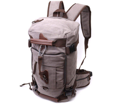 Рюкзак-трансформер у стилі мілітарі із щільного текстилю Vintage 22156 Сірий