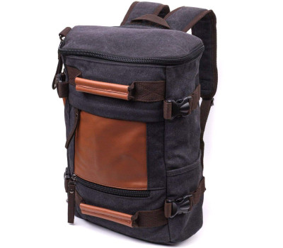 Текстильний великий дорожній рюкзак трансформер Vintage sale_15074 Чорний