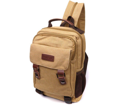 Оригінальний текстильний рюкзак з ущільненою спинкою та відділенням для планшета Vintage 22171 Пісочний