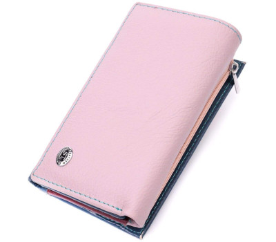 Практичний жіночий гаманець у три складання з натуральної шкіри ST Leather 19445 Різнокольоровий