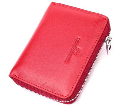 Стильний шкіряний гаманець для жінок на блискавці з тисненим логотипом ST Leather 19490 Червоний