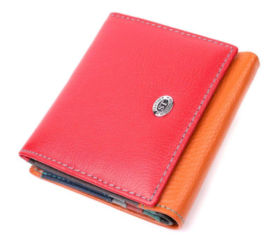 Цікавий жіночий гаманець з оригінальною монетницею з натуральної шкіри ST Leather 19509 Різнокольоровий