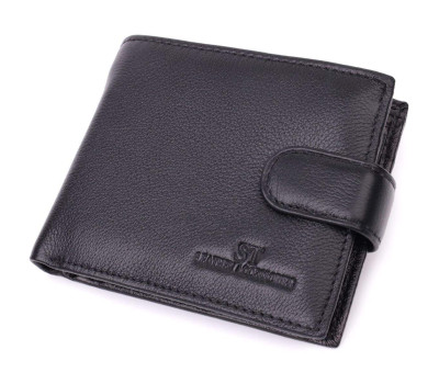 Горизонтальний гаманець середнього розміру з натуральної шкіри ST Leather 22454 Чорний