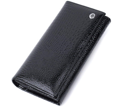 Жіночий гаманець із натуральної лакованої шкіри ST Leather 22679 Чорний