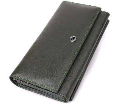 Горизонтальний гаманець з кишенею для телефону з натуральної шкіри ST Leather 23068 Зелений