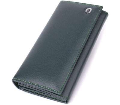 Зручний вертикальний гаманець із натуральної шкіри ST Leather 23086 Зелений