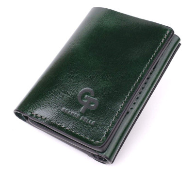 Відмінний гаманець у три складання з натуральної гладкої шкіри GRANDE PELLE 22944 Зелений
