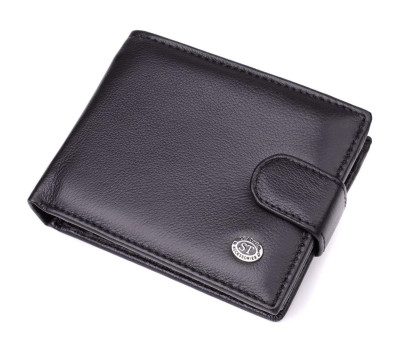 Місткий чоловічий гаманець горизонтального формату з натуральної шкіри ST Leather 23090 Чорний