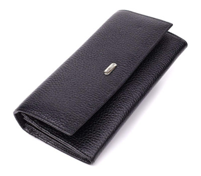 Класичний жіночий гаманець з натуральної шкіри CANPELLINI 20872_1 Чорний
