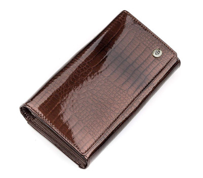 Гаманець жіночий ST Leather 18431 (S9001A) лакована шкіра Коричневий