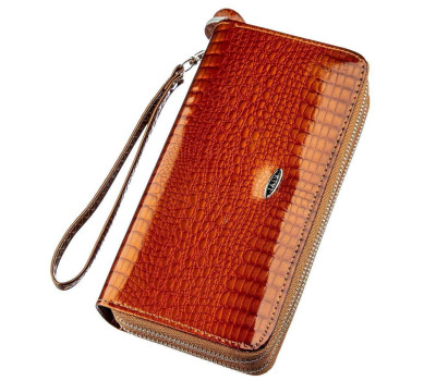 Гаманець жіночий з екошкіри на дві блискавки KIVI Хамелеон 19020 Коричневий