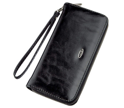 Гаманець жіночий на одну блискавку з екошкіри гладкий KIVI 19040 Чорний