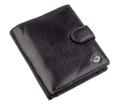 Невеликий шкіряний гаманець для чоловіків ST Leather 18832 Чорний