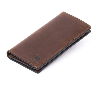 Вертикальний гаманець матовий на магнітній кнопці GRANDE PELLE 11314 Шоколадний