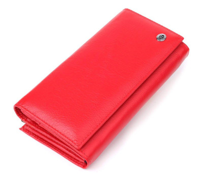 Яскравий жіночий гаманець на магнітах із натуральної шкіри ST Leather 23114 Червоний