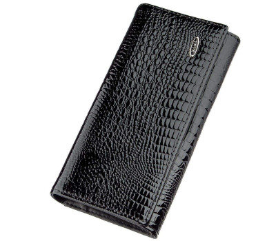 Гаманець жіночий з екошкіри лаковий KIVI 19012 Чорний