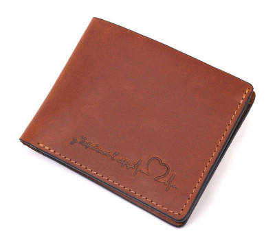 Чоловічий шкіряний гаманець у дві додавання Серце GRANDE PELLE 16736 Світло-коричневий