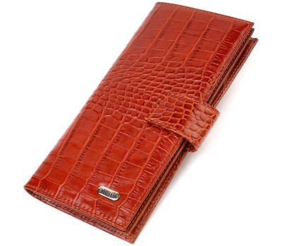 Ультрамодний гаманець для чоловіків з натуральної шкіри з тисненням під крокодила CANPELLINI 21918 Рудий