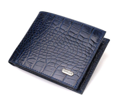 Гарний гаманець для чоловіків з натуральної шкіри з тисненням під крокодила CANPELLINI 21924 Синій