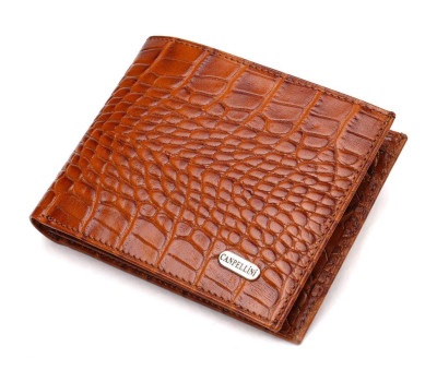 Сучасний гаманець для чоловіків з натуральної шкіри з тисненням під крокодила CANPELLINI 21574 Коричневий