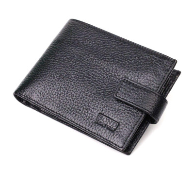 Чоловічий горизонтальний гаманець з натуральної шкіри BOND 22042 Чорний