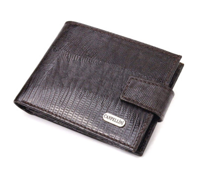 Невеликий чоловічий гаманець із натуральної фактурної шкіри CANPELLINI 21507 Коричневий
